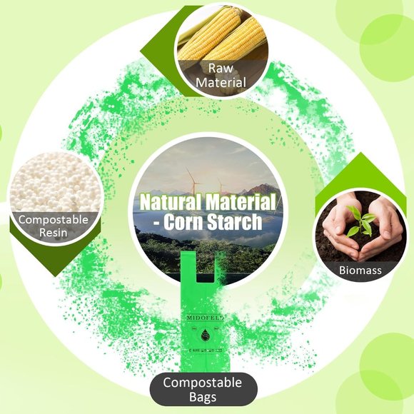 2.6 Gallon Compostable Bags, Biodegradable Small Trash Bags 100 Count Waste Bags - Picture 7 of 8